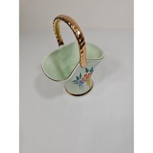 Vintage Keele Street Ceramic Posy Basket. Hand painted In England Floral Vase